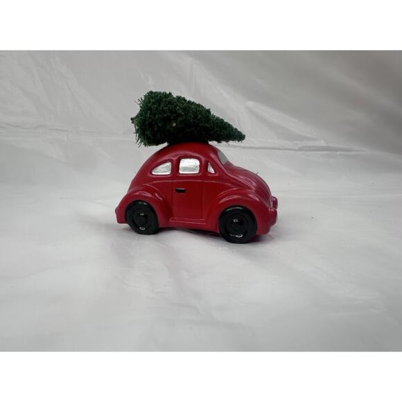 Dept 56 Red Volkswagon Bug Beetle Car With Tree On Top Ceramic Christmas Village - Picture 1 of 6